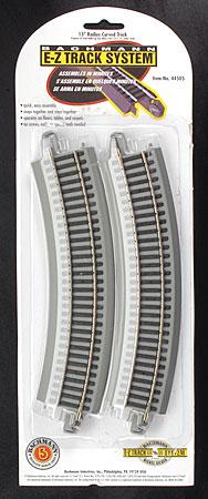 Bachmann 44505 HO Scale Curved Track w/Nickel Silver Rail & Gray Roadbed - E-Z Track(R) -- 15" Radius pkg(4)
