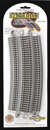 Bachmann 44506 HO Scale Curved Track w/Nickel Silver Rail & Gray Roadbed - E-Z Track(R) -- 28" Radius pkg(5)