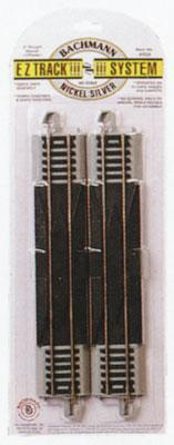 Bachmann 44528 HO Scale Straight Track w/Nickel Silver Rail & Gray Roadbed - E-Z Track(R) -- 9" Straight Rerailer pkg(2)