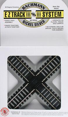 Bachmann 44541 HO Scale Crossing w/Nickel Silver Rail & Gray Roadbed - E-Z Track(R) -- 90-Degree