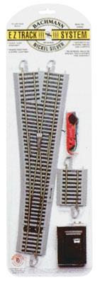 Bachmann 44565 HO Scale No. 5 Remote-Control Turnout, Nickel Silver Rail, Gray Roadbed - E-Z Track -- Left Hand