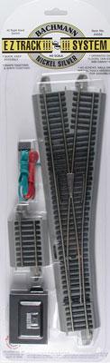Bachmann 44566 HO Scale No. 5 Remote-Control Turnout, Nickel Silver Rail, Gray Roadbed - E-Z Track -- Right Hand