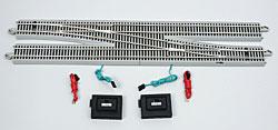 Bachmann 44576 HO Scale E-Z Track(R) w/Nickel Silver Rail & Gray Roadbed -- #6 Right Hand Remote Crossover Turnout