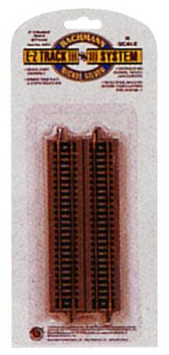 Bachmann 44811 N Scale Straight Track w/Nickel Silver Rail & Gray Roadbed - E-Z Track(R) -- 5" 12.7cm pkg(6)