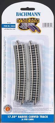 Bachmann 44855 N Scale E-Z Track(R) w/Nickel Silver Rail & Gray Roadbed -- 17-1/2" Radius Curve pkg(6)