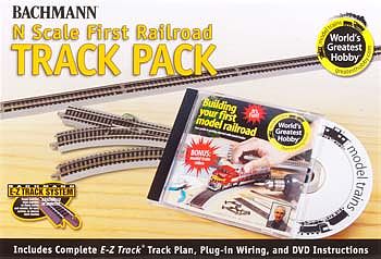 Bachmann 44896 N Scale First Railroad Track Pack - E-Z Track(R) -- Nickel Silver Rail & Gray Roadbed
