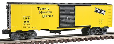 Bachmann 47071 O Scale 40' Steel Boxcar - 3-Rail - Ready to Run - Williams(TM) -- Toronto, Hamilton & Buffalo (yellow, black, Bowtie Logo)