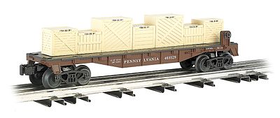 Bachmann 47552 O Scale 40' Flatcar w/Crate Load - 3-Rail - Ready to Run - Williams(TM) -- Pennsylvania Railroad #469529 (Tuscan)