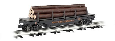 Bachmann 47927 O Scale Operating Log Dump Car - 3-Rail - Ready to Run - Williams(TM) -- Westside Lumber Company (Black)