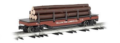 Bachmann 47928 O Scale Operating Log Dump Car - 3-Rail - Ready to Run - Williams(TM) -- Yellow Pine Lumber Company (Boxcar Red)