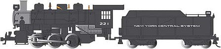 Bachmann 50405 HO Scale USRA 0-6-0 with Short-Haul Tender - Standard DC with Smoke -- New York Central #221 (black, graphite)