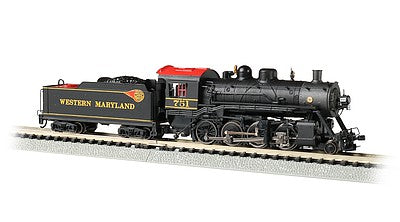 Bachmann 51355 N Scale Baldwin 2-8-0 Consolidation - Sound and DCC -- Western Maryland #751 (black, graphite, red, yellow; Fireball Logo)