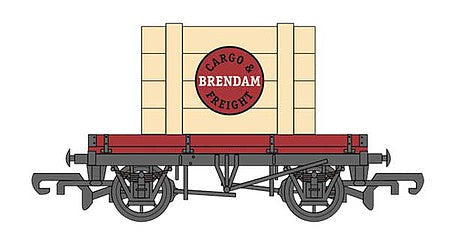 Bachmann 77402 HO Scale Flatcar (Plank Wagon) - Ready to Run - Thomas and Friends(TM) -- With Brendam Cargo & Freight Crate Load (maroon, black)