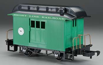 Bachmann 97092 G Scale Wood Baggage Car - Ready to Run - Li'l Big Haulers -- Short Line Railroad (green, black)