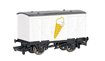 Bachmann 98015 G Scale Thomas & Friends(TM) - Ice Cream Wagon (Reefer) -- White, Black (Ice Cream Cone)