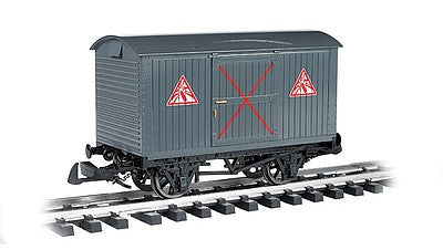 Bachmann 98017 G Scale Box Van - Ready to Run - Thomas & Friends -- Explosives (gray, red, white)