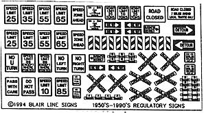 Blair Line 102 HO Scale Highway Signs -- Regulatory Signs #1 1950s-Present (black, white)