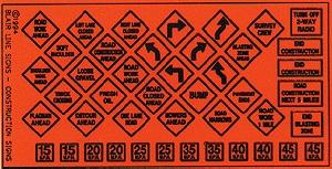 Blair Line 104 HO Scale Highway Signs -- Construction 1950s-Present (black, orange)