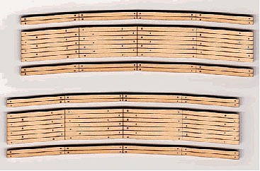 Blair Line 11 N Scale 2-Lane Curved Laser-Cut Wood Grade Crossing 2-Pack -- 12-14" Radius