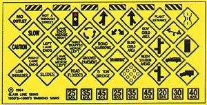 Blair Line 110 HO Scale Highway Signs -- Warning #4 1948-Present (black, yellow)