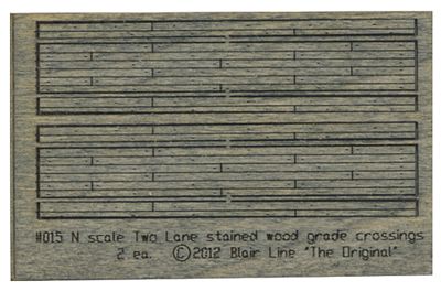 Blair Line 15 N Scale Weathered 2-Lane Wood Grade Crossing -- Kit pkg(2)