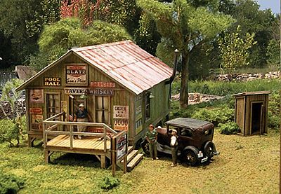 Blair Line 2003 HO Scale Sam's Roadhouse w/Outhouse -- Kit - Main Building: 2-13/16 x 4-1/2"  7.1 x 11.4cm