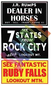 Blair Line 2251 HO Scale Barn Sign Decals -- Set #2 - Dealer In Horses, See Ruby Falls, See Rock City