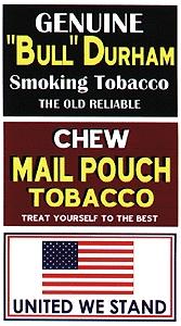 Blair Line 2255 HO Scale Barn Sign Decals -- Set #6 - Chew Mail Pouch, United We Stand, Bull Durham