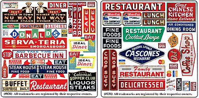 Blair Line 36 N Scale Printed Storefront & Advertising Signs -- Restaurant & Cafe Signs