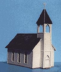Blair Line 69 N Scale Church -- Kit - 3 x 1-7/8 x 4"  7.5 x 4.6 x 10cm