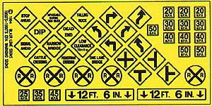 Blair Line 7 N Scale Highway Signs -- Warning #3 1948-Present (black, yellow)