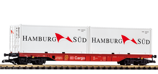 Piko 37750 G Scale DB VI Flat w/2 20' Containers Hamburg Sud