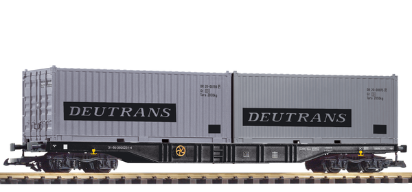 Piko 37752 G Scale DR IV Flat w/2 20' Containers Deutrans