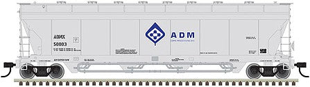 Atlas 20006266 HO Scale Pressureaide Centerflow Hopper - Ready to Run - Master(R) -- Archer-Daniels-Midland 50003 (gray, blue, Molecule Logo)