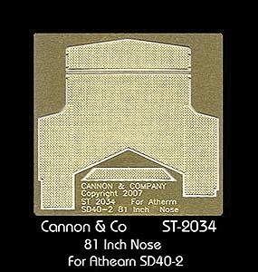 Cannon & Company 2034 HO Scale Safety Tread Kit Nose Only (Photo-Etched Brass) -- For Athearn SD40-2 w/81" Nose