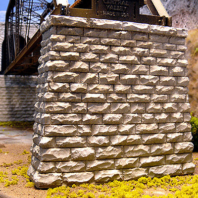 Chooch Enterprises 8431 HO Scale Single-Track Cut Stone Bridge Pier w/Rectangular Base -- 3-3/4 x 1 x 3-1/2" 9.5 x 2.5 x 8.9cm