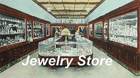 City Classics 1316 HO Scale Jewelry Store Picture Window Photo Interior -- Fits 3 to 3-1/2"  7.6 to 8.9cm Wide x 1-5/8"  4.1cm Building Storefront