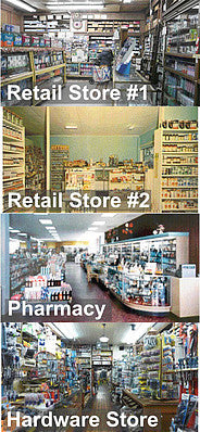City Classics 1350 HO Scale Four Retail Stores Picture Window Photo Interior 4-Pack -- Fits 3 to 3-1/2"  7.6 to 8.9cm Wide x 1-5/8"  4.1cm Building Storefront