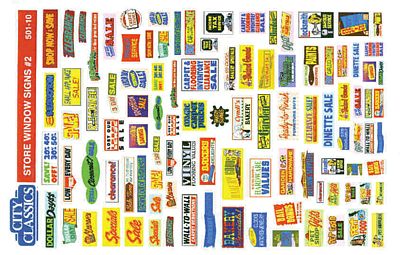 City Classics 50110 HO Scale Store Window Signs -- Set #2