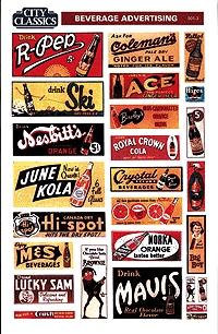 City Classics 5013 HO Scale Generic Paper Signs For Window Interiors -- Beverage Advertising