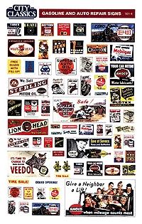 City Classics 5014 HO Scale Generic Paper Signs For Window Interiors -- Gasoline & Auto Repair