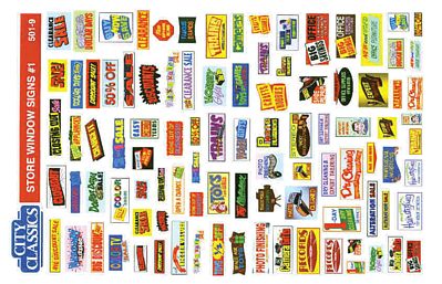 City Classics 5019 HO Scale Store Window Signs -- Set #1