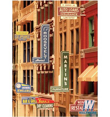 City Classics 850 HO Scale Storefront Sign Kit -- Set No. 1 12 Molded Signs plus Graphic Overlays