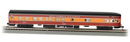 Bachmann 14312 HO Scale 85' Smooth-Side Observation with Interior Lights - Ready to Run -- Southern Pacific 2954 (Daylight, orange, red, black)