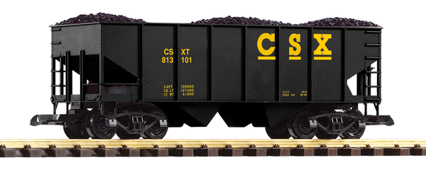 Piko 38900 G Scale CSX Rib-Side Hopper 813101 w/Coal Load
