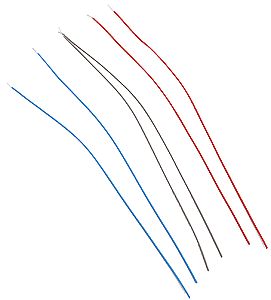 Detail Associates 1513 HO Scale MU Jumper Cable .020" Vinyl 3" Long pkg(6) -- 2 Each Red, Blue & Gray