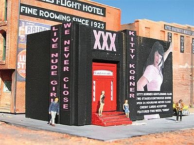 Downtown Deco 1035 HO Scale Kitty Korner Club -- Kit (Adult theme signs)