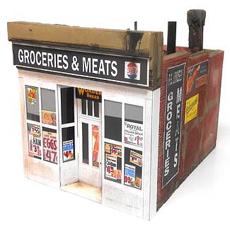 Downtown Deco 58 O Scale Lindsey's Grocery -- Cast-Hydrocal Kit