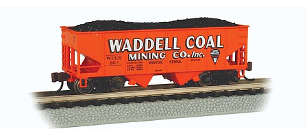 Bachmann 19561 N Scale USRA 55-Ton 2-Bay Open Hopper with Load - Ready to Run -- Waddell Coal 103 (orange, white, black)