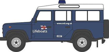 Oxford ndef014 N Scale Land Rover Defender Hardtop - Assembled -- RNLI Lifeboats (blue, white)